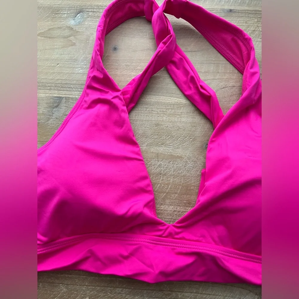 Lauren Ralph Lauren Women's Beach Club Solid Twist Cross Back Bikini Top New - Picture 4 of 6